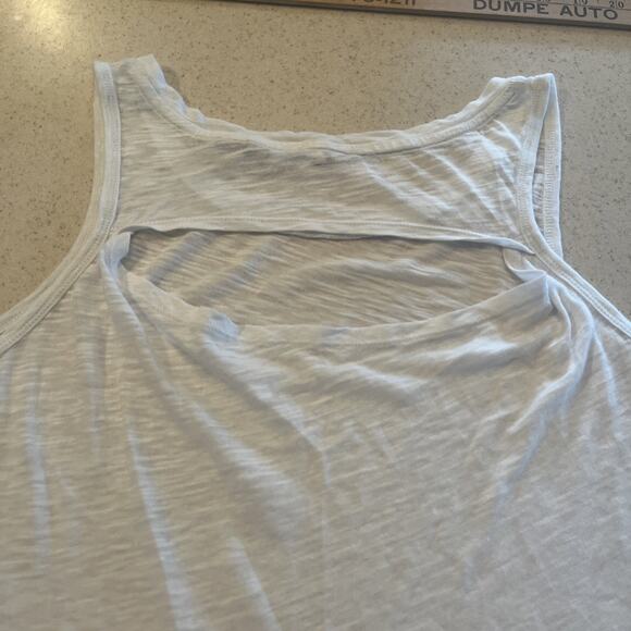 Womens Athleta Semi Sheer White Tank Top With Peek A Boo Back - Picture 7 of 8